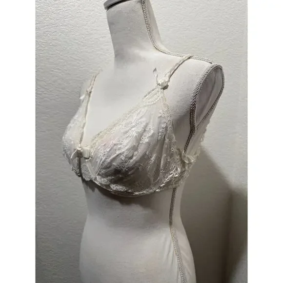 Vintage 90s Victoria's Secret Second Skin High Cut Brief Panties L Bra 36C White - Picture 6 of 15